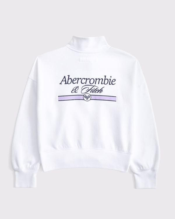 logo quarter-zip sweatshirt, White view 1