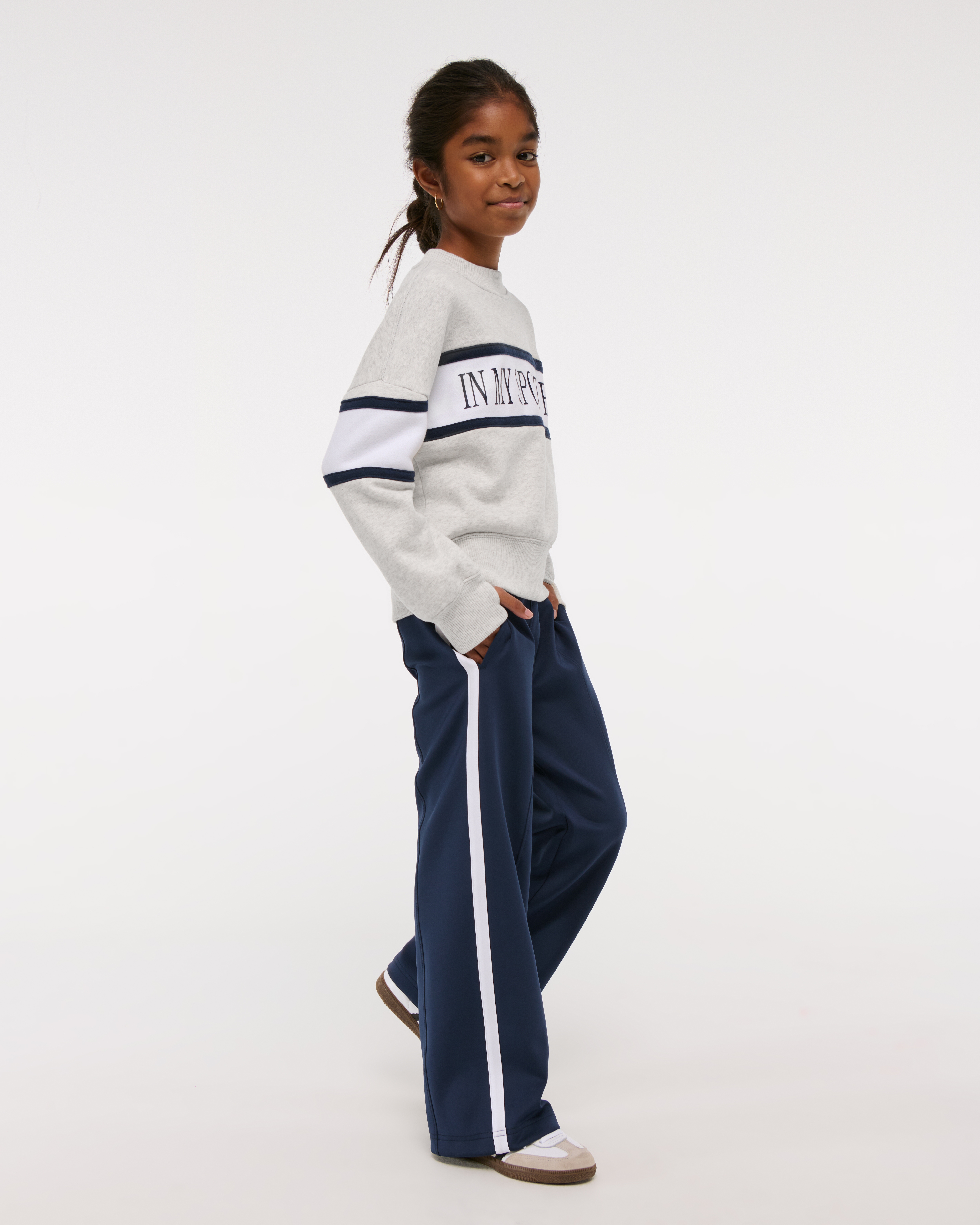 girls sporty graphic crew sweatshirt | girls clearance