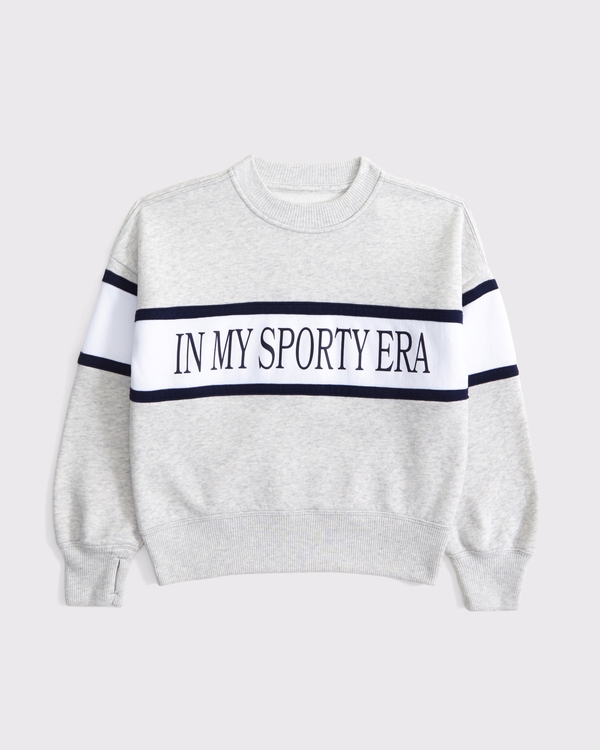 sporty graphic crew sweatshirt, Light Gray view 2