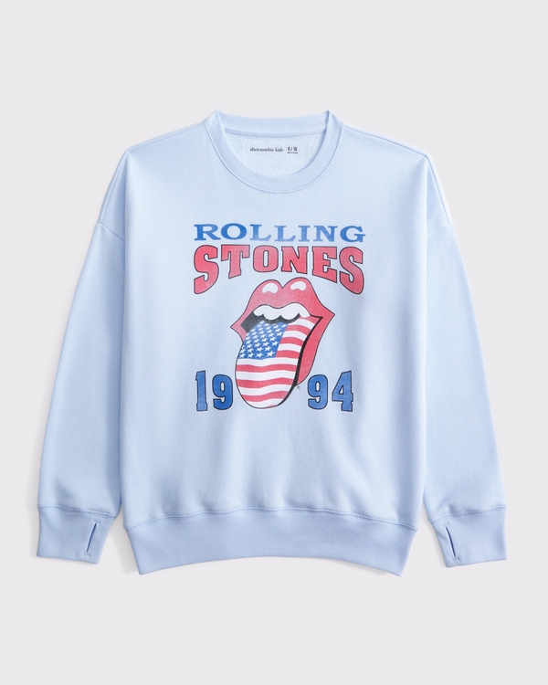 legging-friendly rolling stones graphic crew sweatshirt, Light Sky view 1