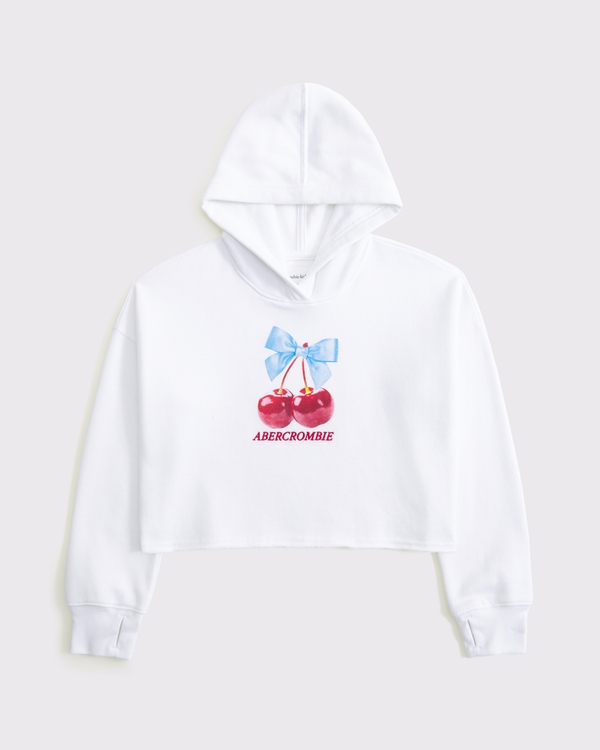 sudadera con capucha sin cierres con gráfico cortado, Blanco view 1
