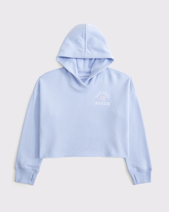 girls cutoff graphic popover hoodie | girls tops | Abercrombie.com