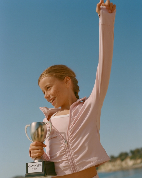 ypb ruched full-zip, Ballet Pink view 1