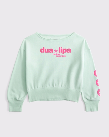 dua lipa off-the-shoulder graphic crew sweatshirt
