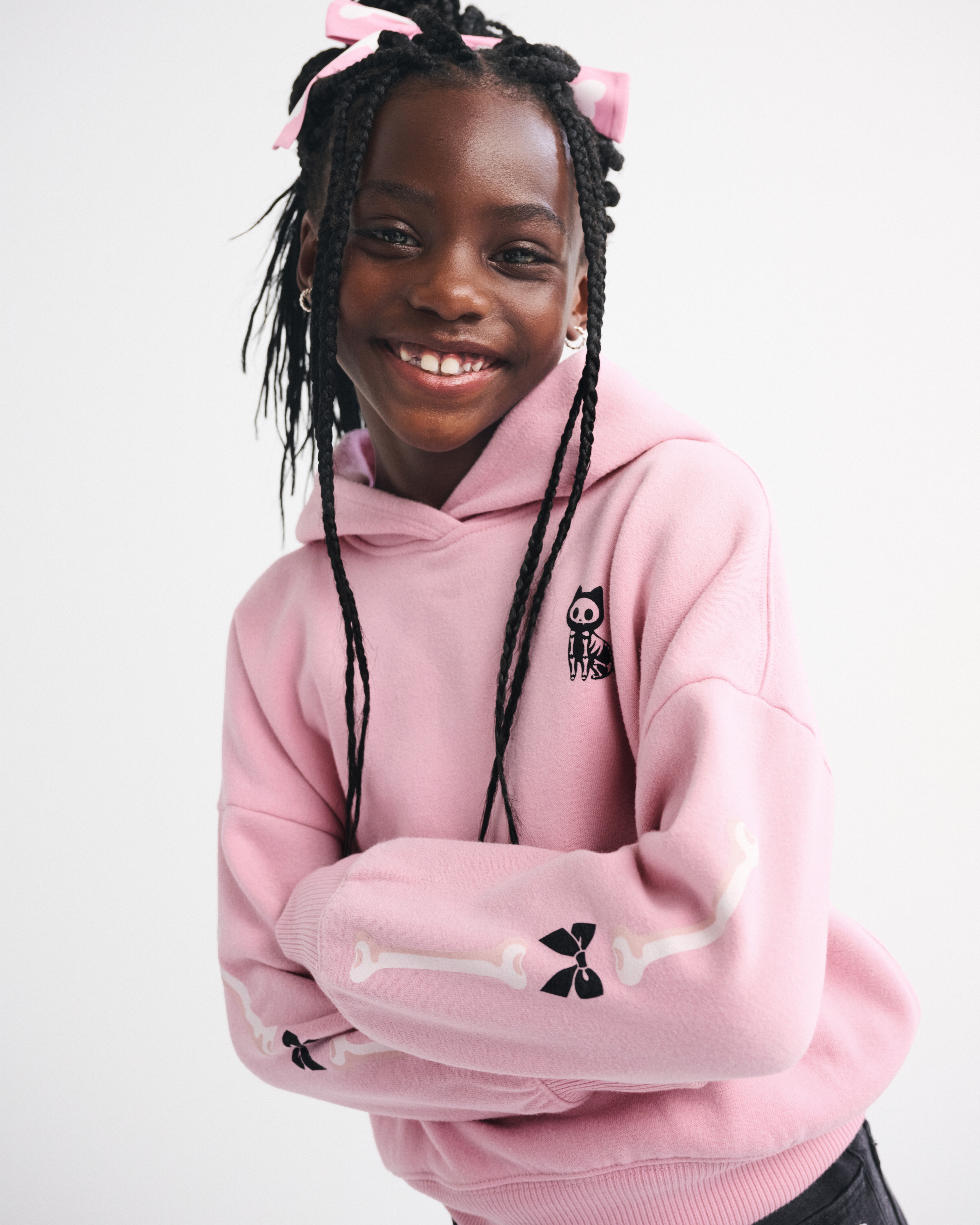 Abercrombie & Fitch Kids' Spooky Graphic Popover Hoodie In Pink