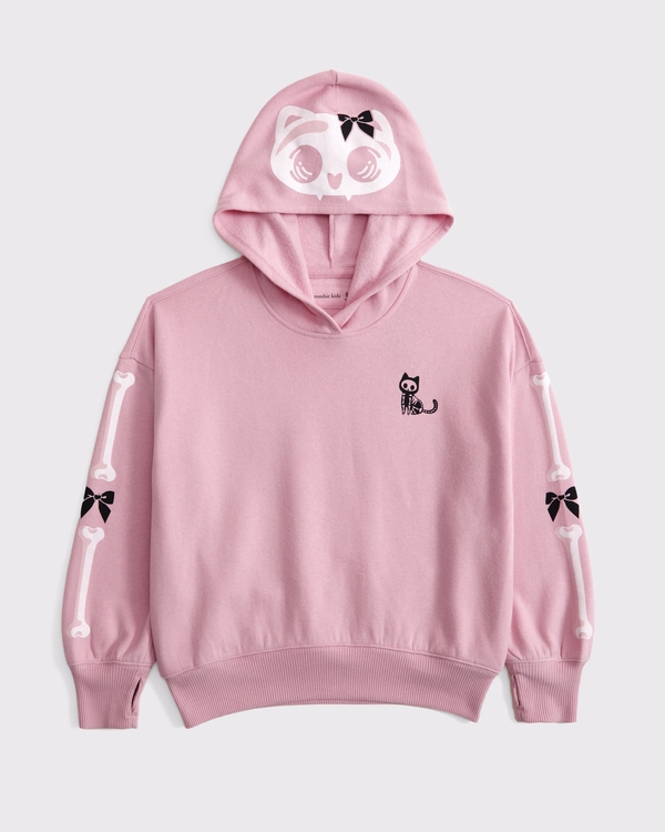 spooky graphic popover hoodie, Soft Pink view 2