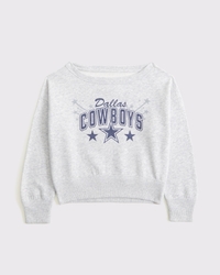 dallas cowboys off-the-shoulder graphic crew sweatshirt