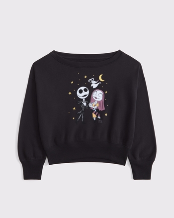 the nightmare before christmas off-the-shoulder crew sweatshirt