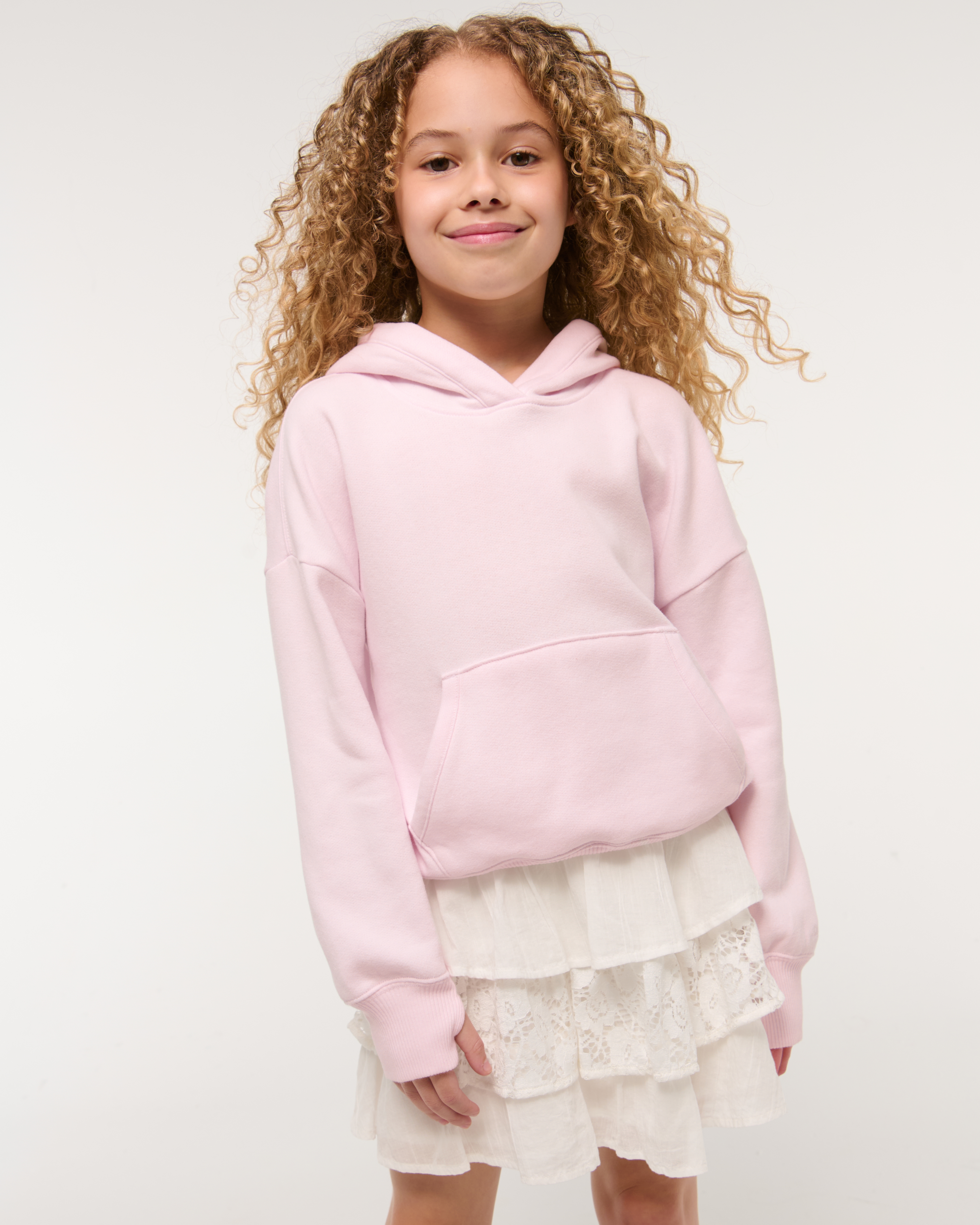 Abercrombie & Fitch Kids' Essential Popover Hoodie In Pink