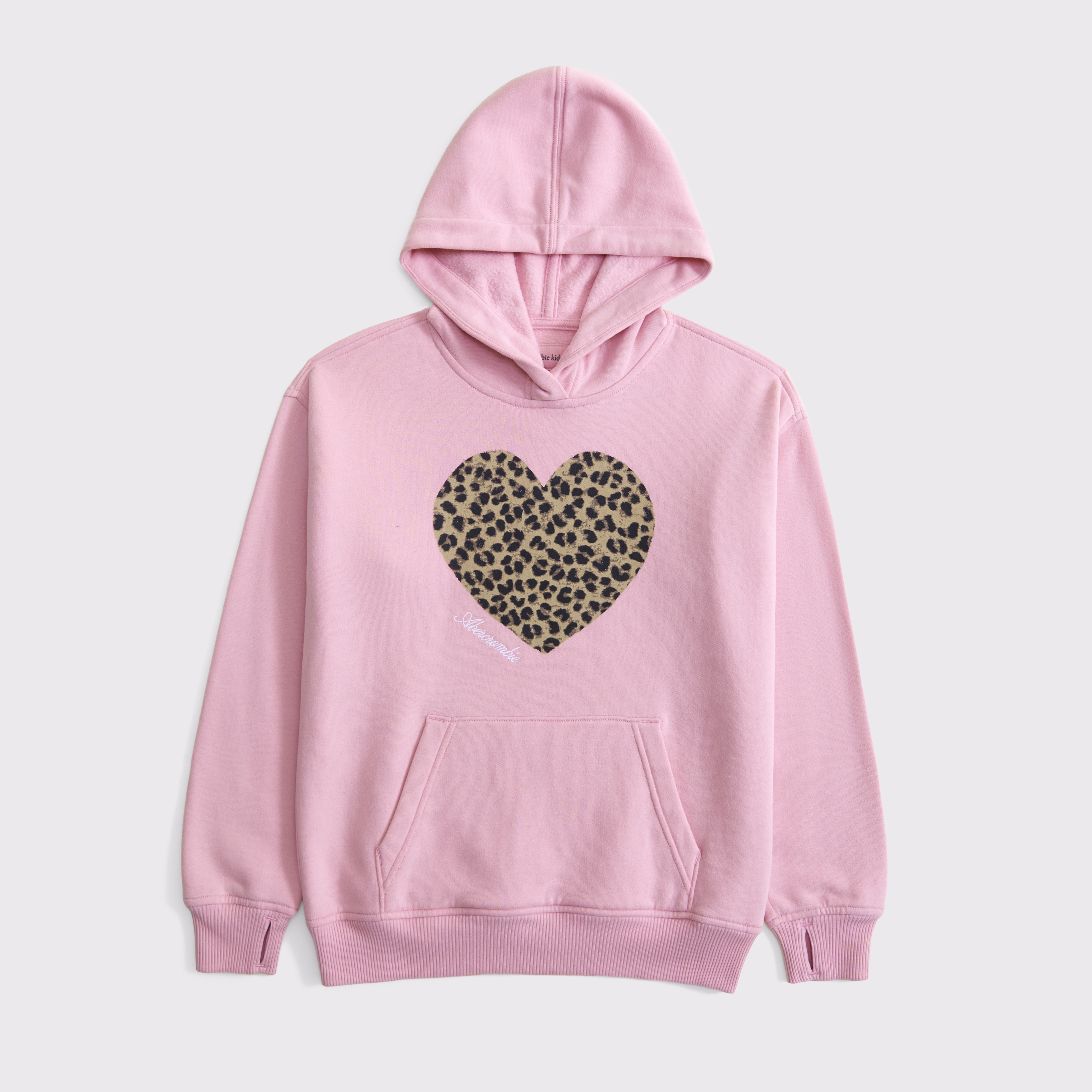 Abercrombie & Fitch Kids' Legging-friendly Graphic Logo Popover Hoodie In Pink