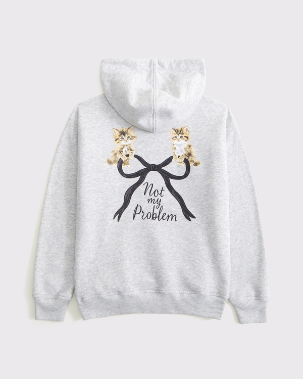 legging-friendly graphic logo popover hoodie, Light Gray view 2