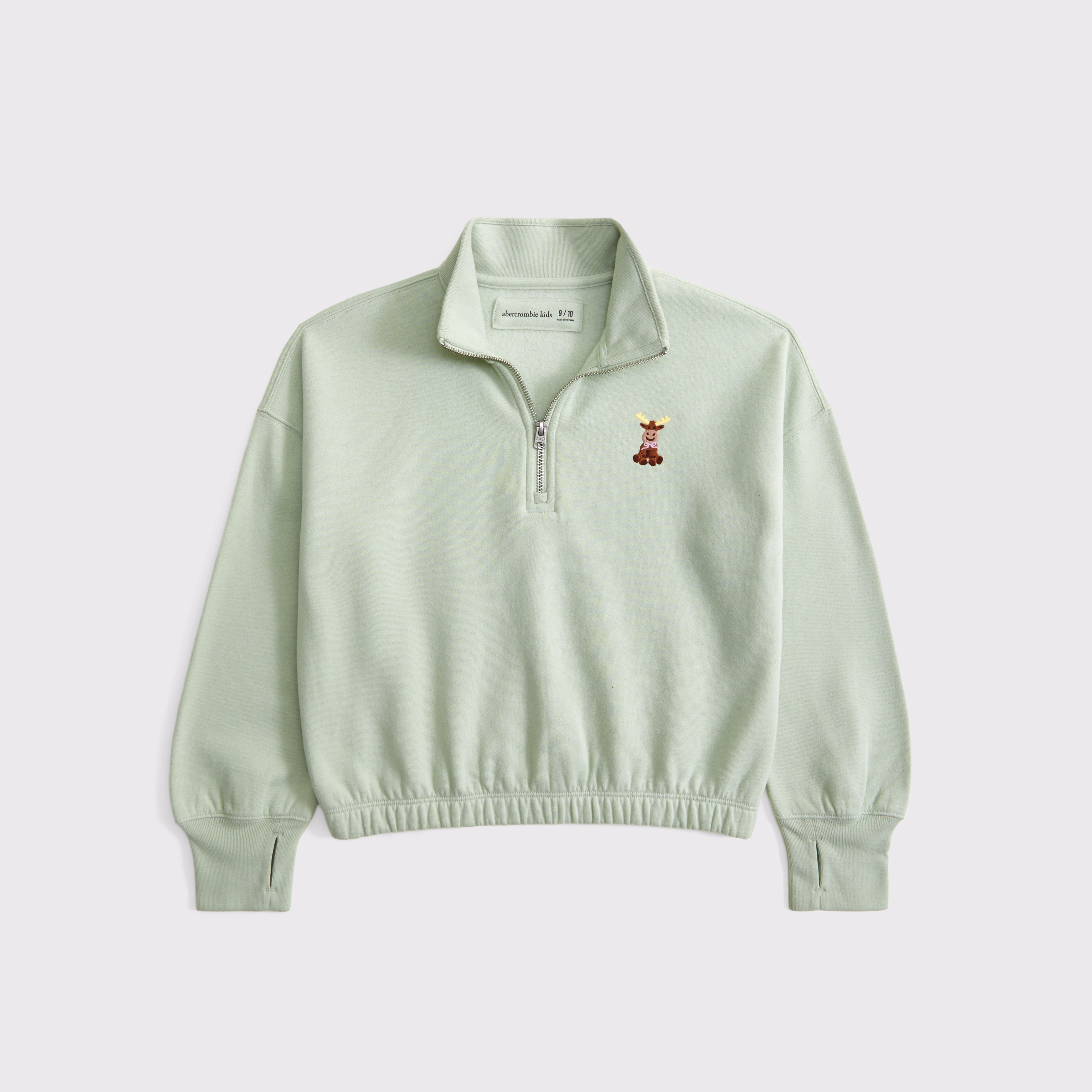 Abercrombie & Fitch Kids' Graphic Quarter-zip Sweatshirt In Green