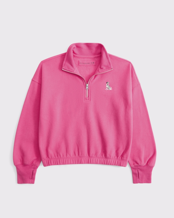 graphic quarter-zip sweatshirt, Hot Pink view 1