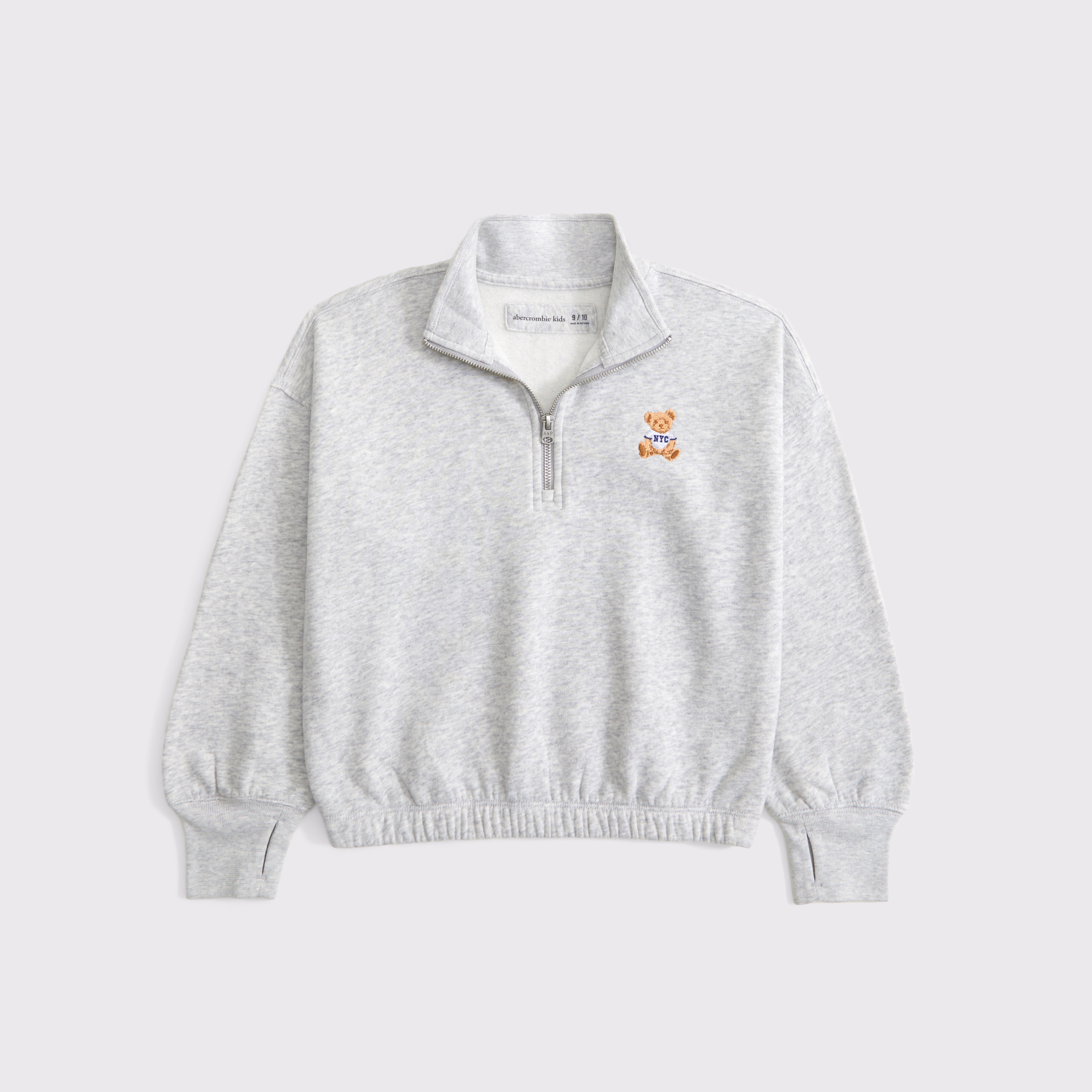 Abercrombie & Fitch Kids' Graphic Quarter-zip Sweatshirt In Gray
