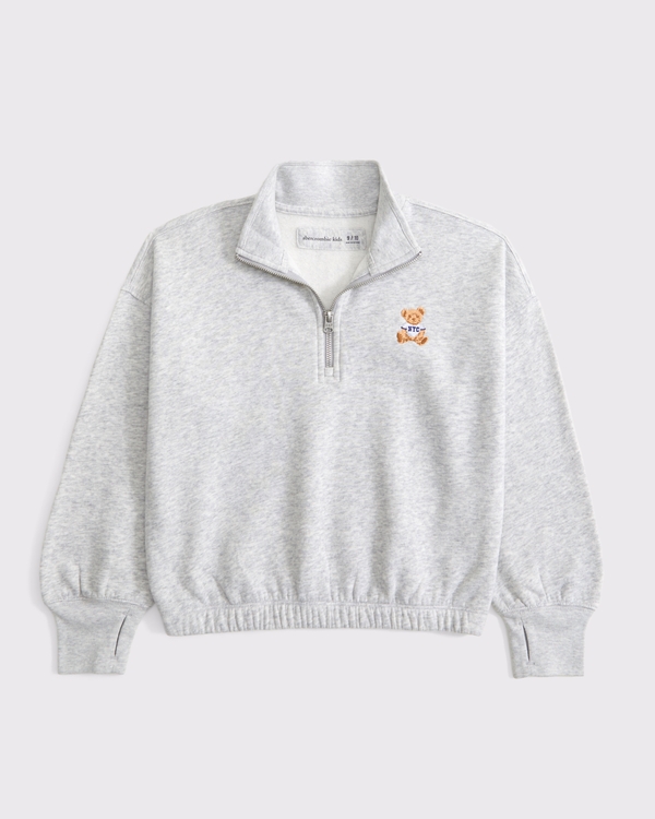graphic quarter-zip sweatshirt, Light Gray view 1