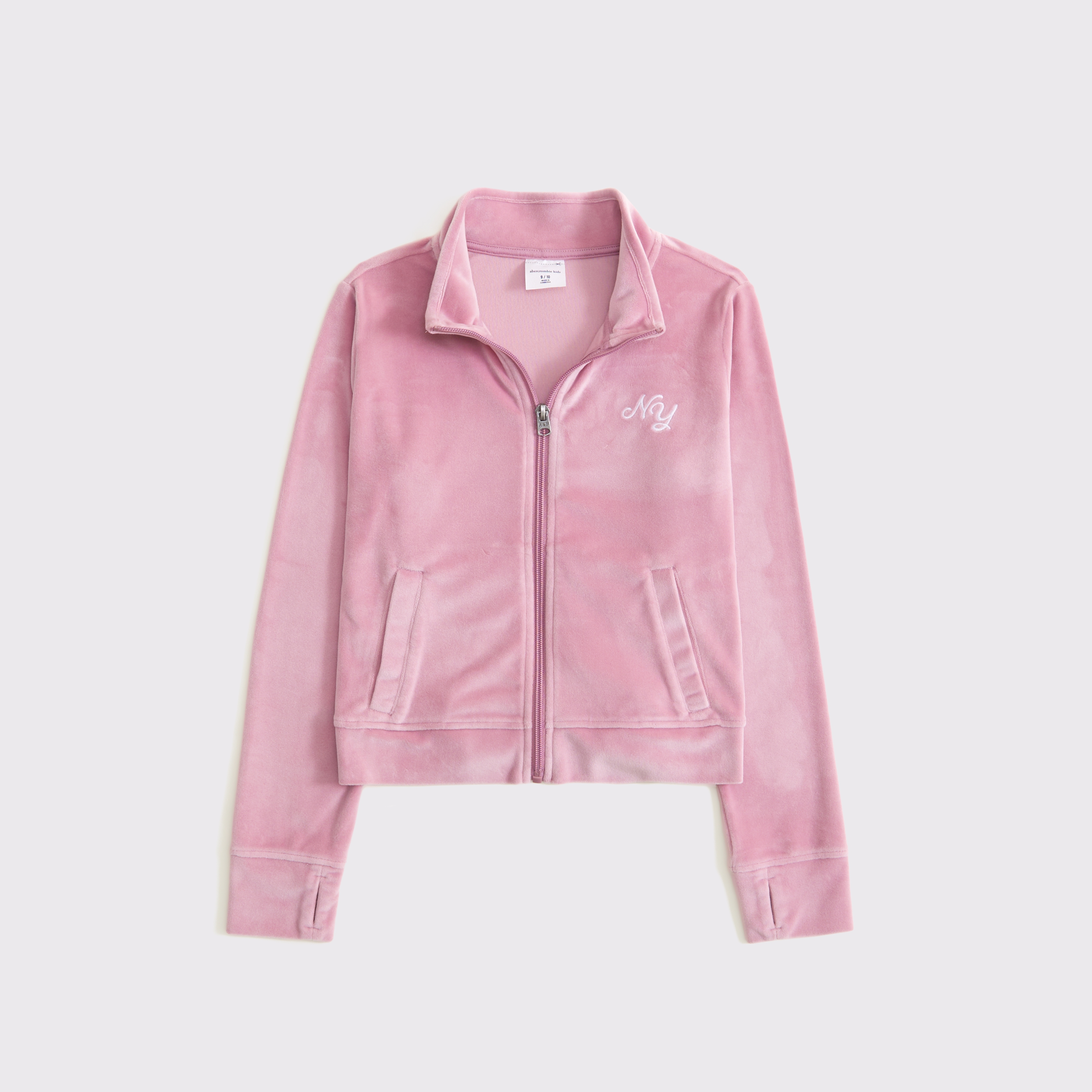 Abercrombie & Fitch Kids' Logo Velour Full-zip Sweatshirt In Purple