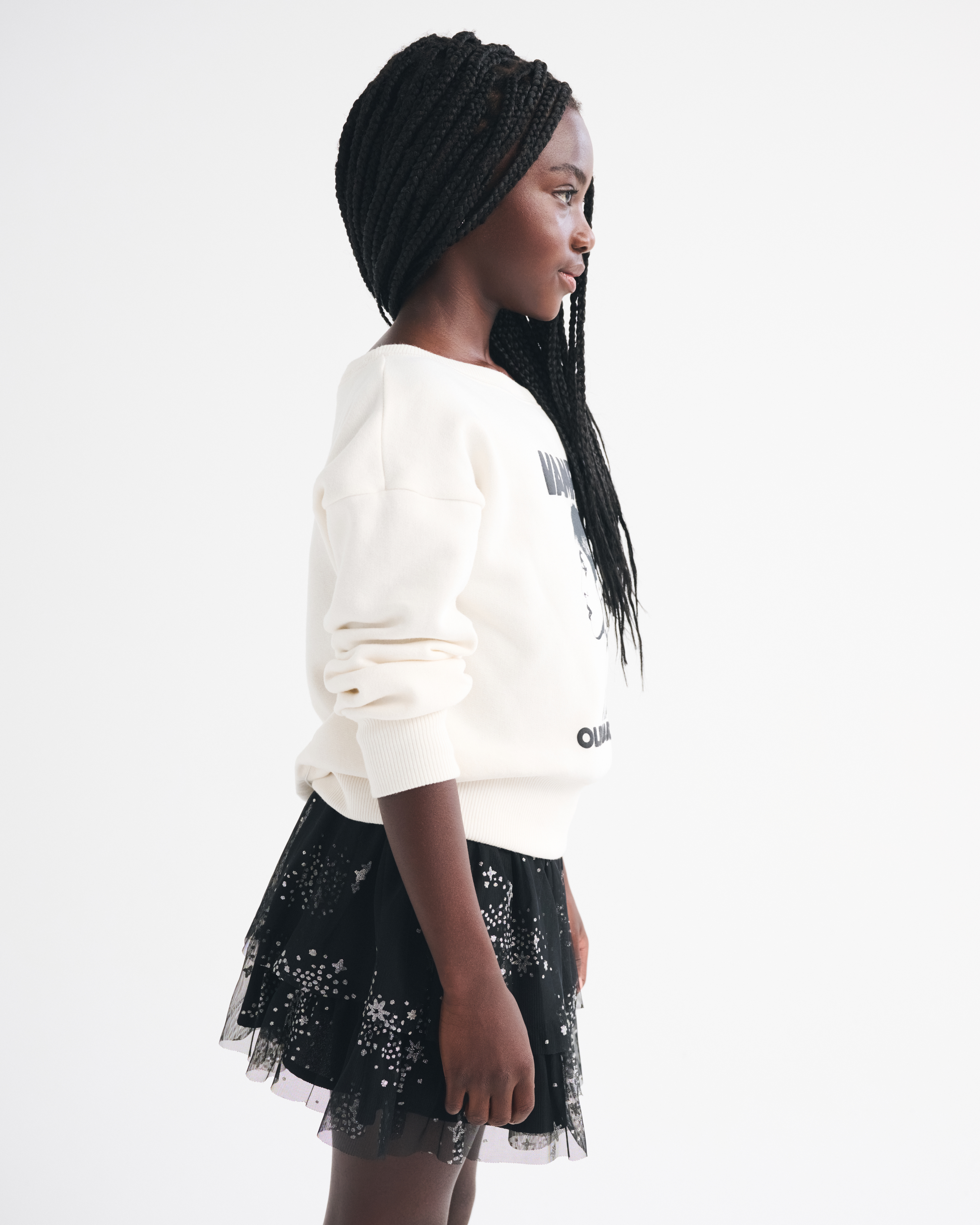 Abercrombie & Fitch Olivia Rodrigo Off-the-shoulder Graphic Crew Sweatshirt In White