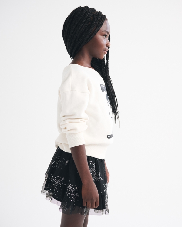 olivia rodrigo off-the-shoulder graphic crew sweatshirt