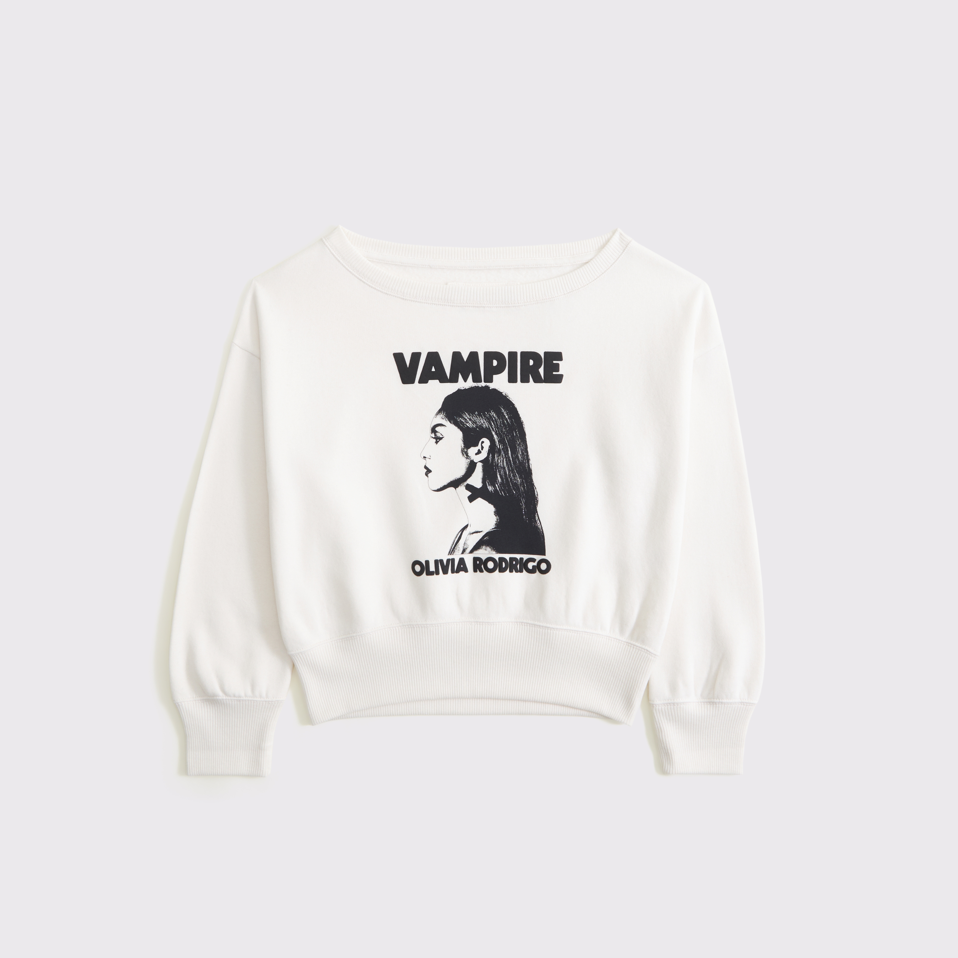 Abercrombie & Fitch Olivia Rodrigo Off-the-shoulder Graphic Crew Sweatshirt In White