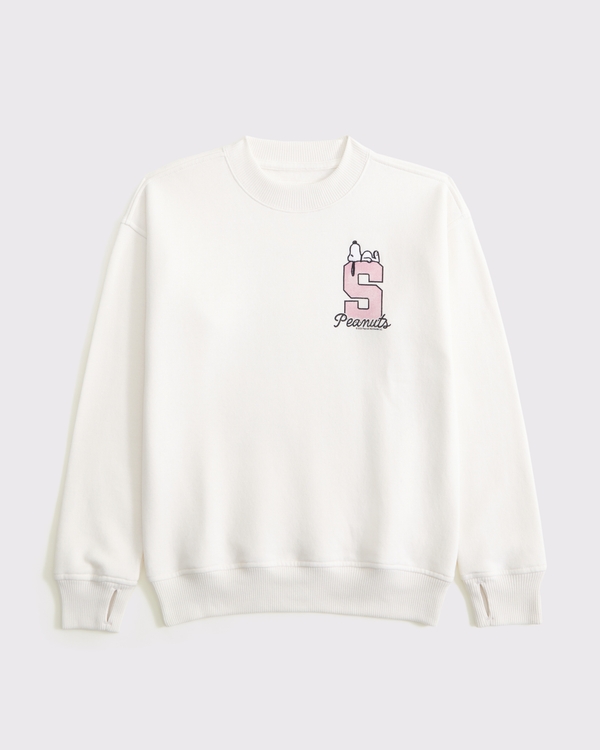 snoopy graphic crew sweatshirt, Cream view 2