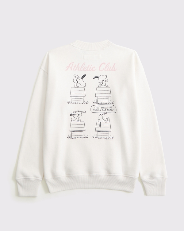 snoopy graphic crew sweatshirt, Cream view 1