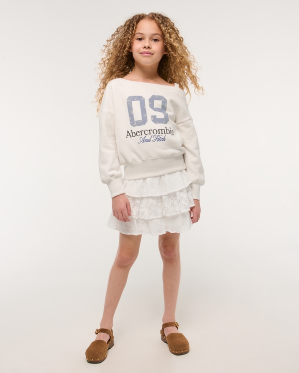 graphic logo off-the-shoulder sweatshirt