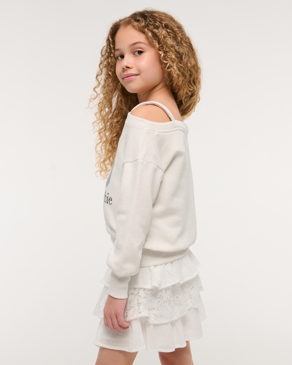 graphic logo off-the-shoulder sweatshirt