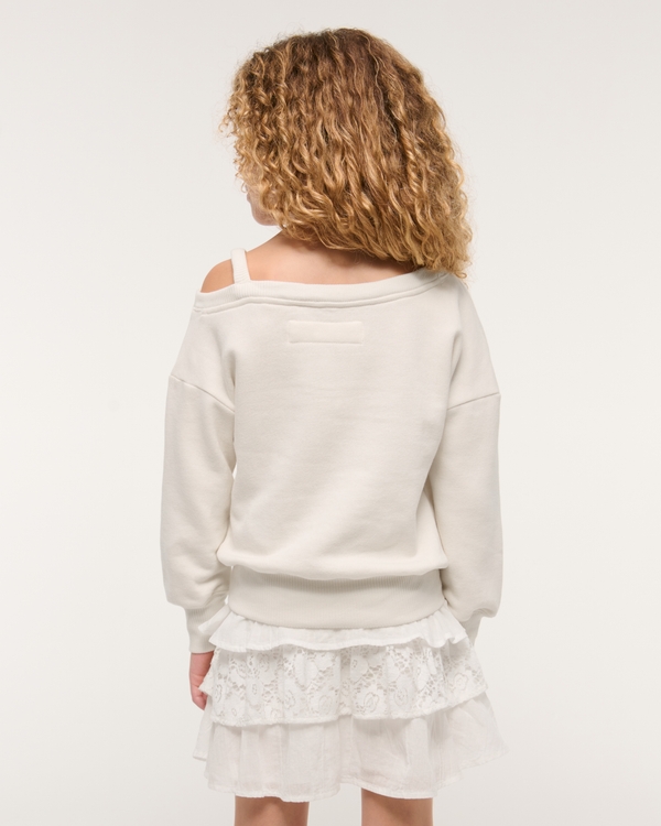 graphic logo off-the-shoulder sweatshirt