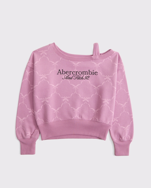 graphic logo off-the-shoulder sweatshirt, Pink Pattern view 1