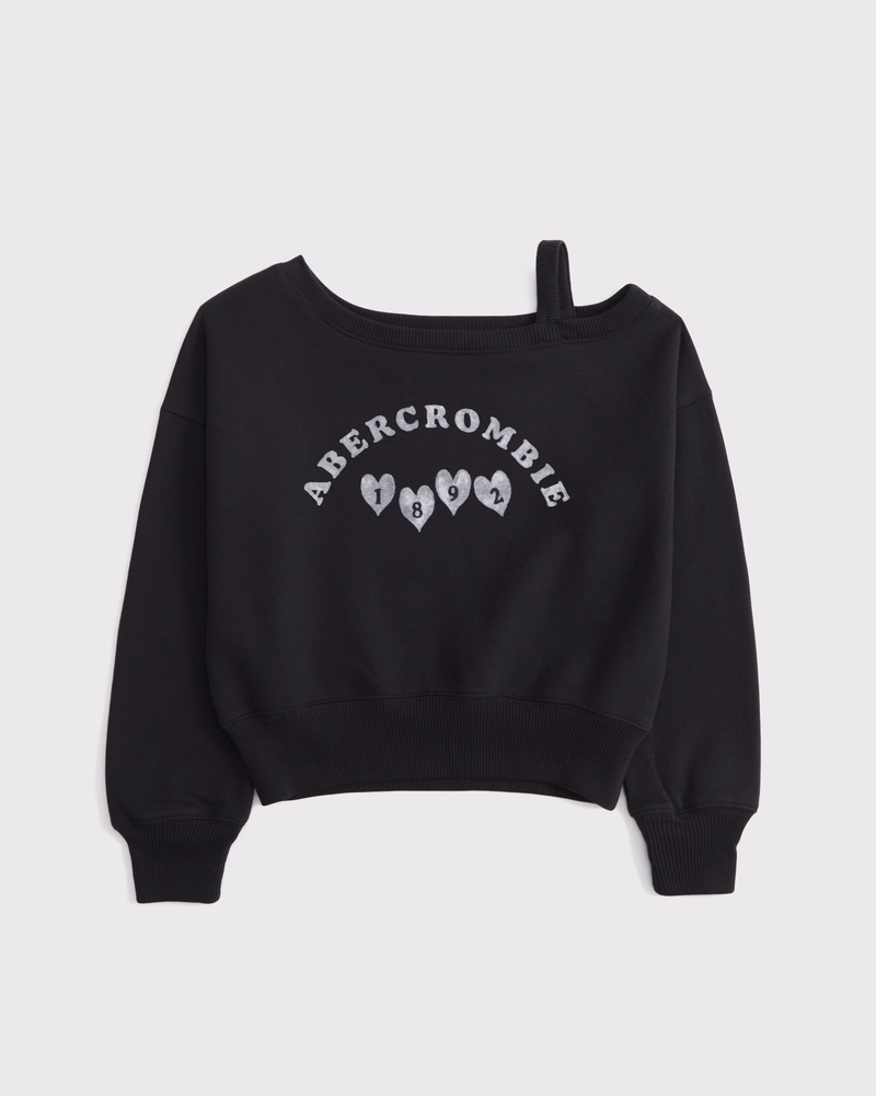 graphic logo off-the-shoulder sweatshirt