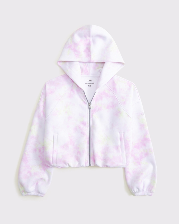 ypb neoknit bubble hem full-zip hoodie, Pink Dye Pattern view 1