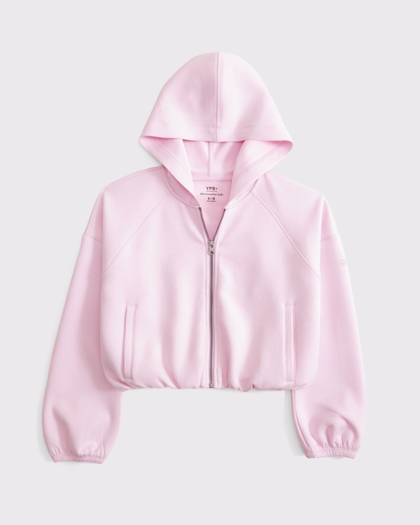 ypb neoknit bubble hem full-zip hoodie, Powder Pink view 1