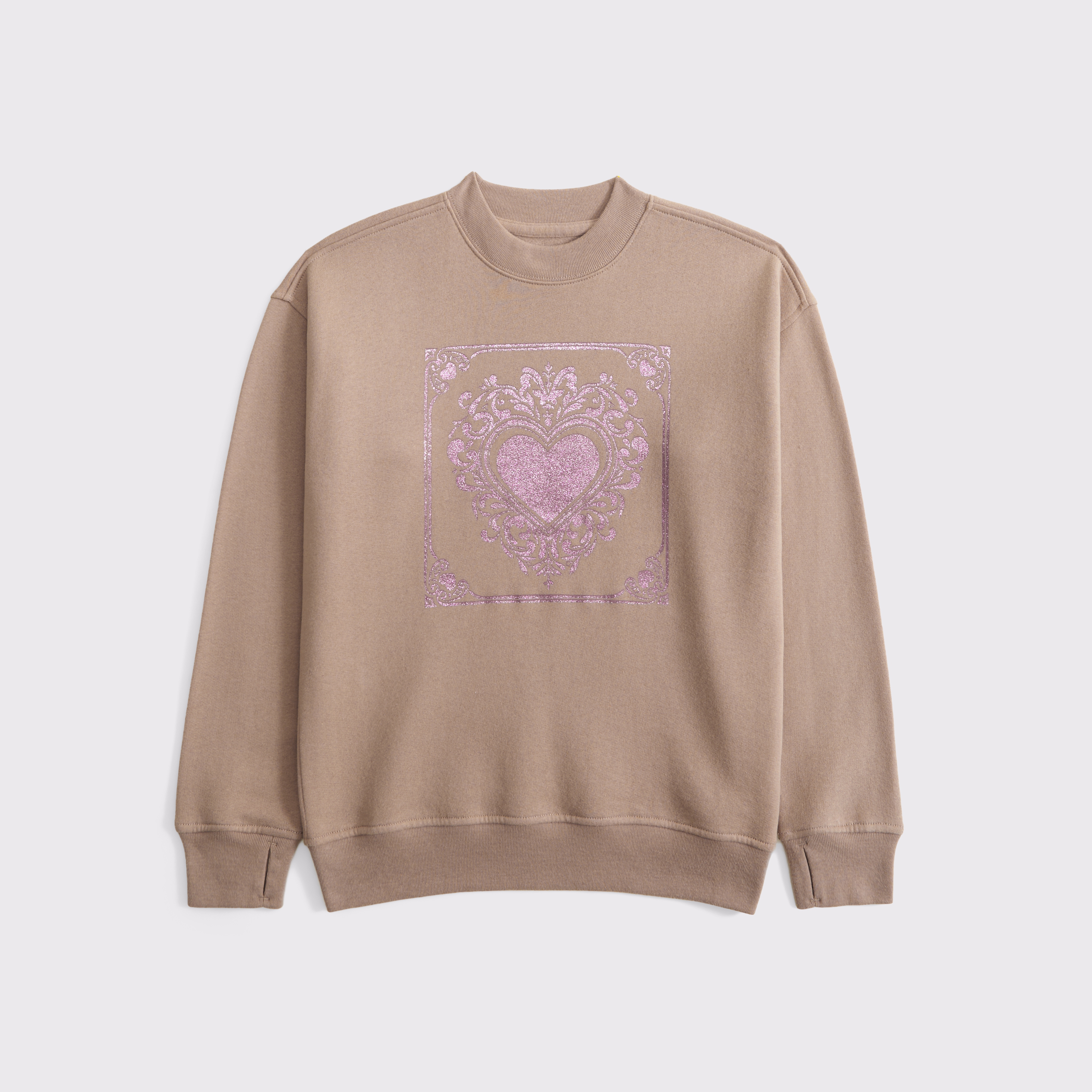 Abercrombie & Fitch Kids' Legging-friendly Glitter Graphic Crew Sweatshirt In Brown