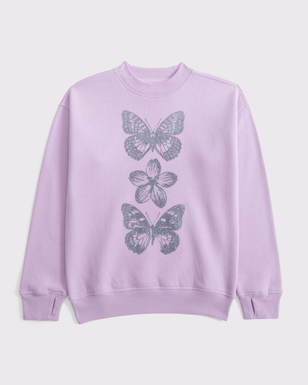 legging-friendly graphic crew sweatshirt, Light Purple view 1