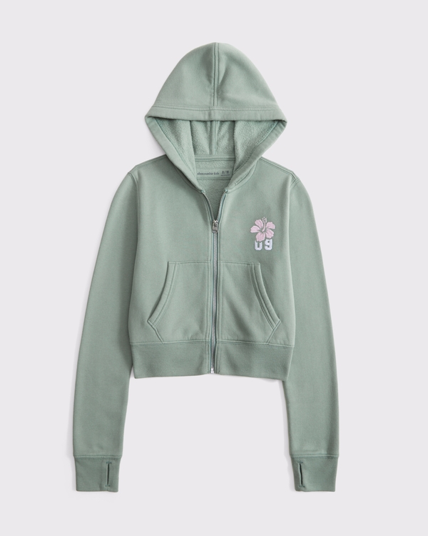 graphic full-zip hoodie, Dark Sage view 2