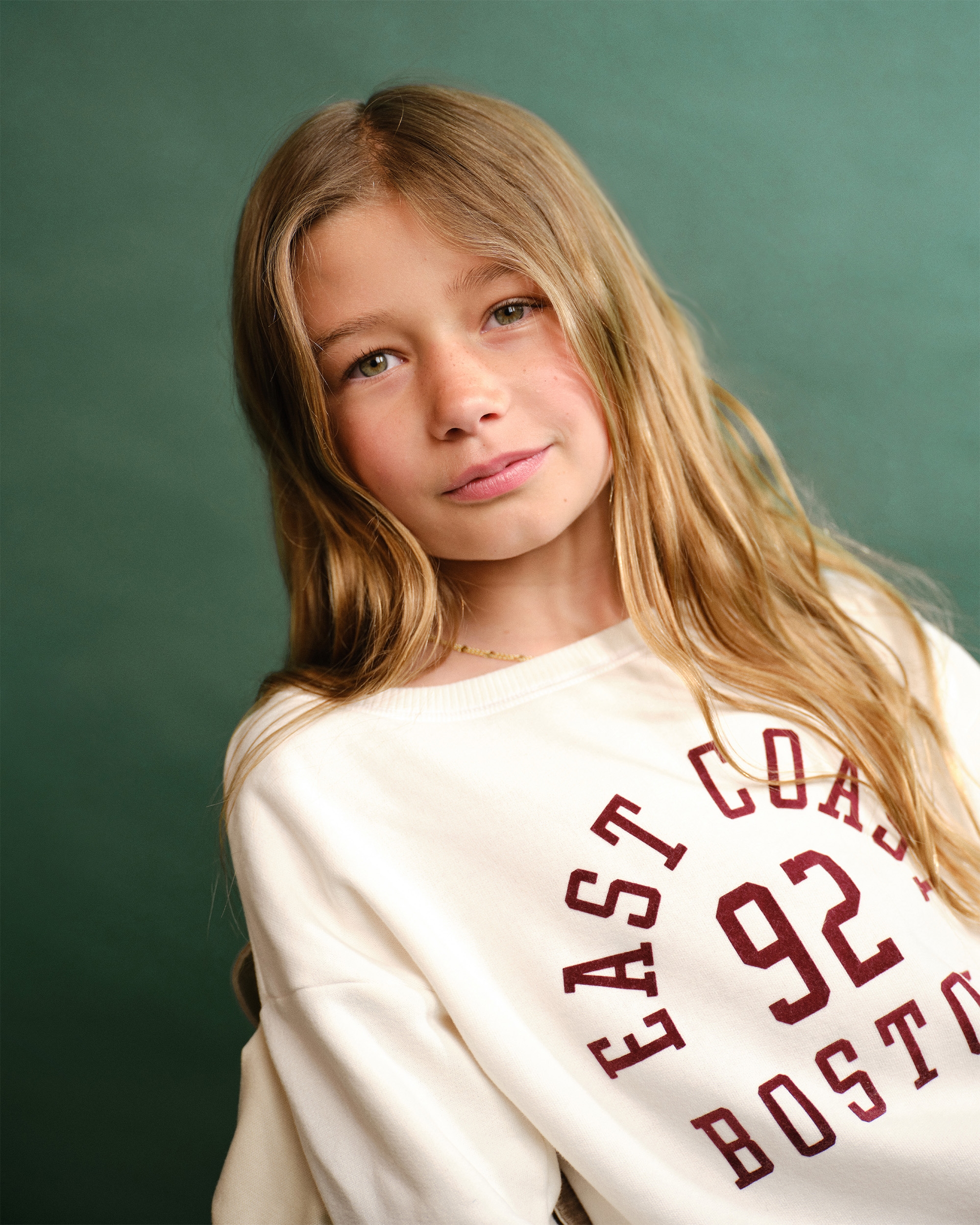 Abercrombie & Fitch Kids' Off-the-shoulder Graphic Crew Sweatshirt In White