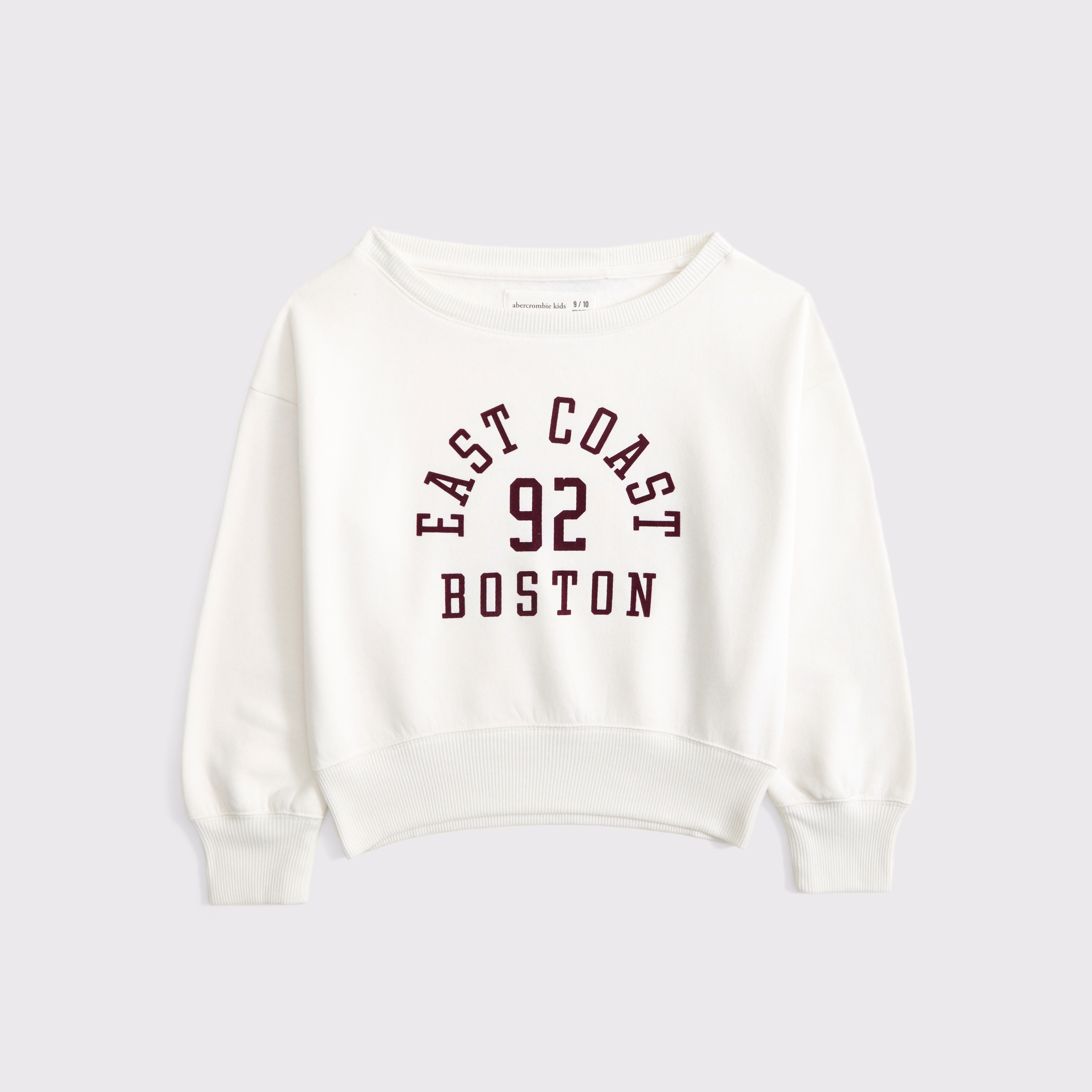 Abercrombie & Fitch Off-the-shoulder Graphic Crew Sweatshirt In White