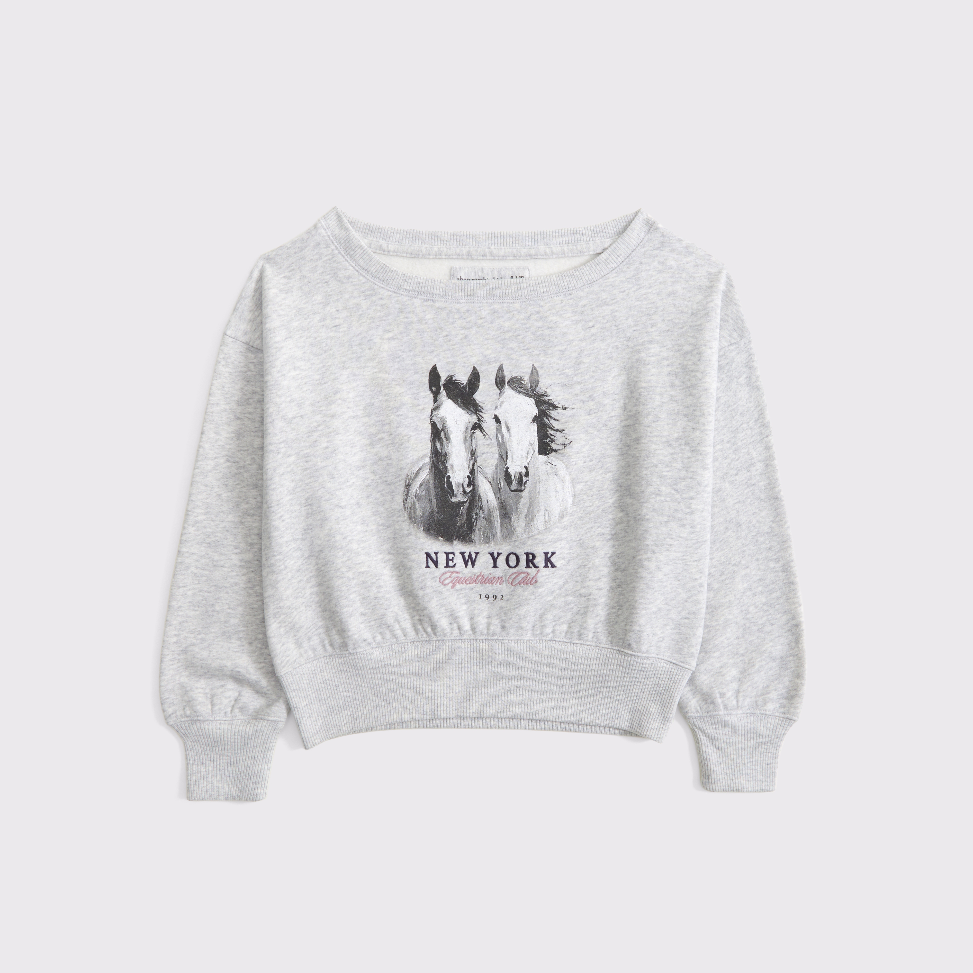 Abercrombie & Fitch Kids' Off-the-shoulder Graphic Crew Sweatshirt In Gray