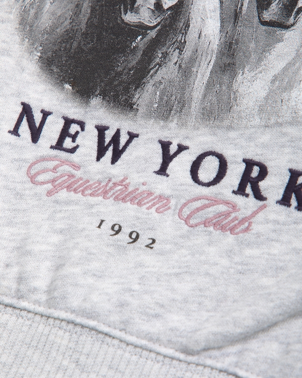off-the-shoulder graphic crew sweatshirt, Light Gray view 2