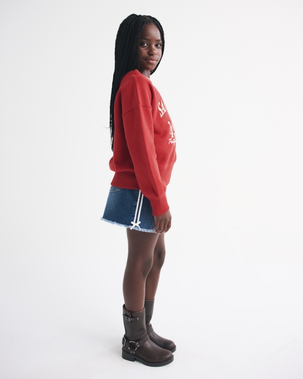 san francisco 49ers off-the-shoulder graphic crew sweatshirt