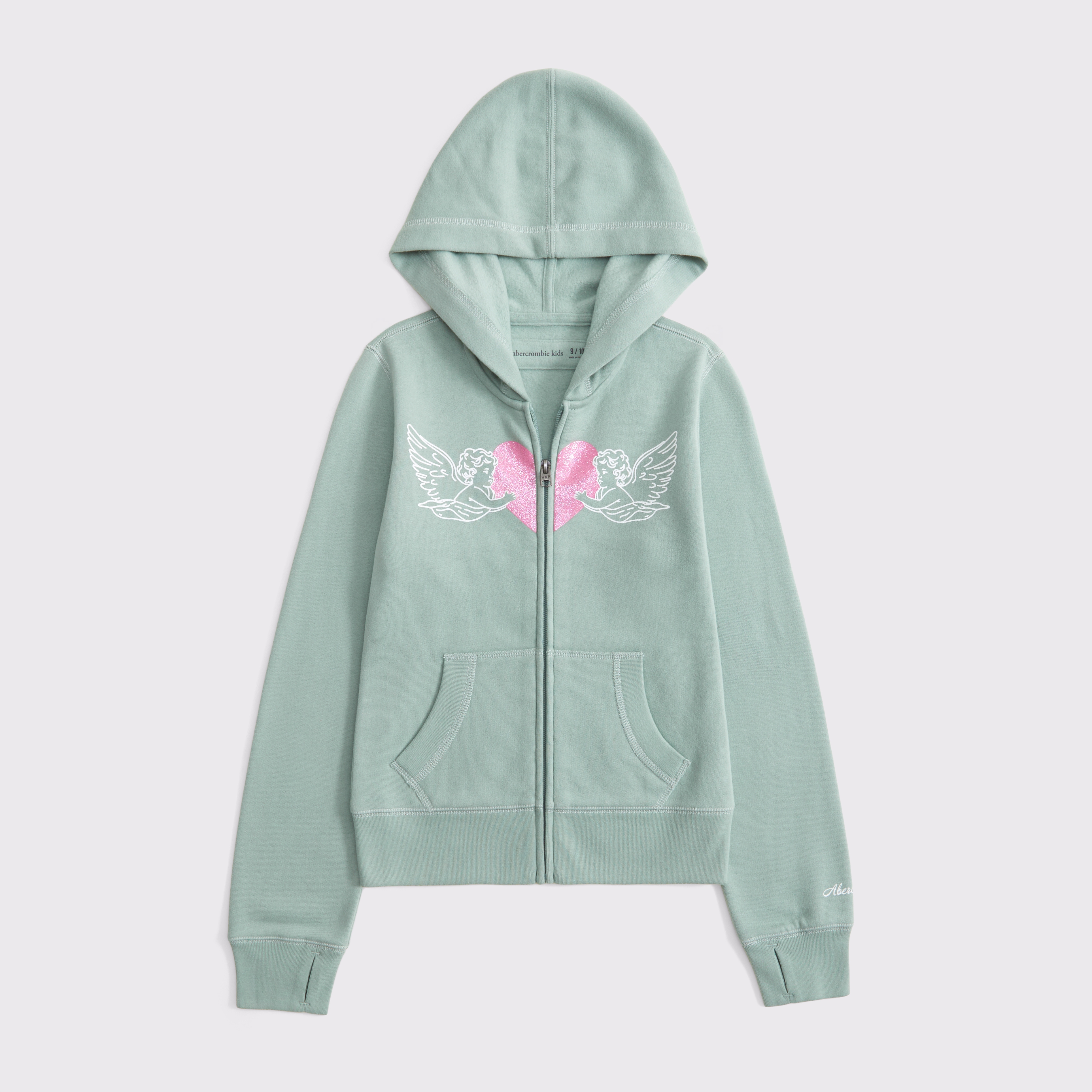 Abercrombie & Fitch Kids' Slim Full-zip Hoodie In Green