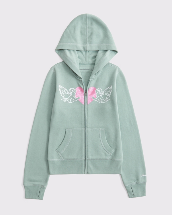 slim full-zip hoodie, Sage Green view 1