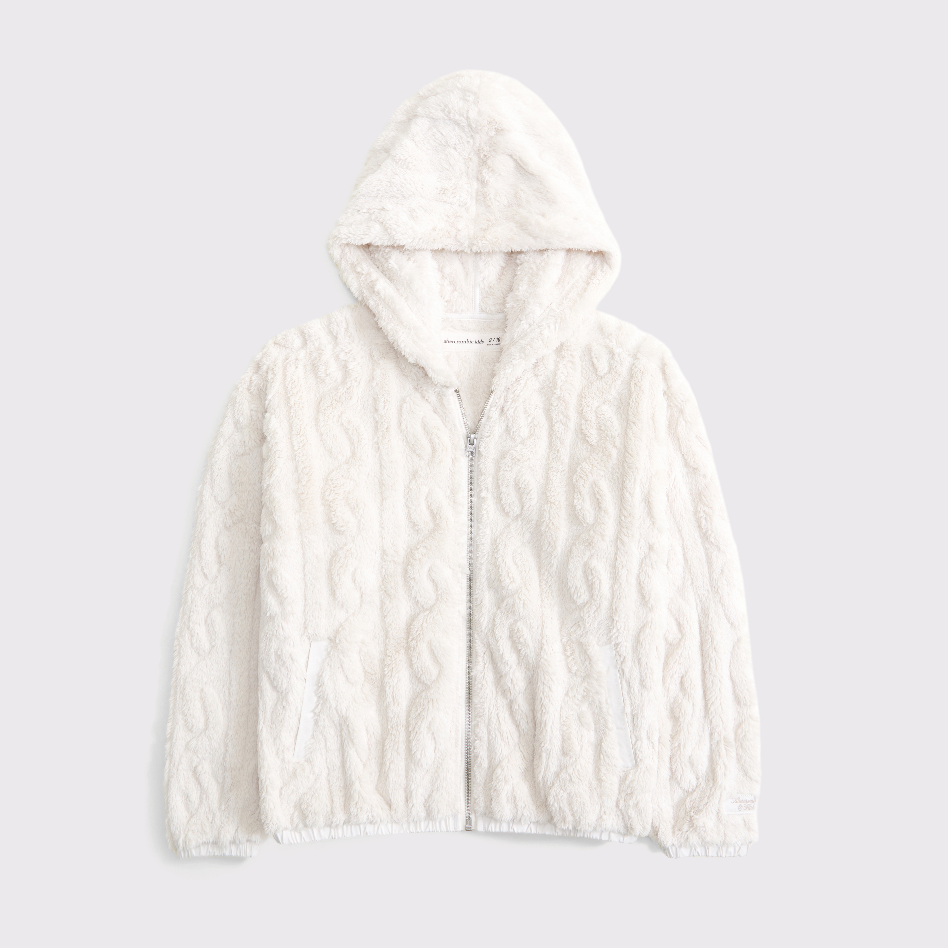 Abercrombie & Fitch Kids' Sherpa Full-zip Hoodie In White