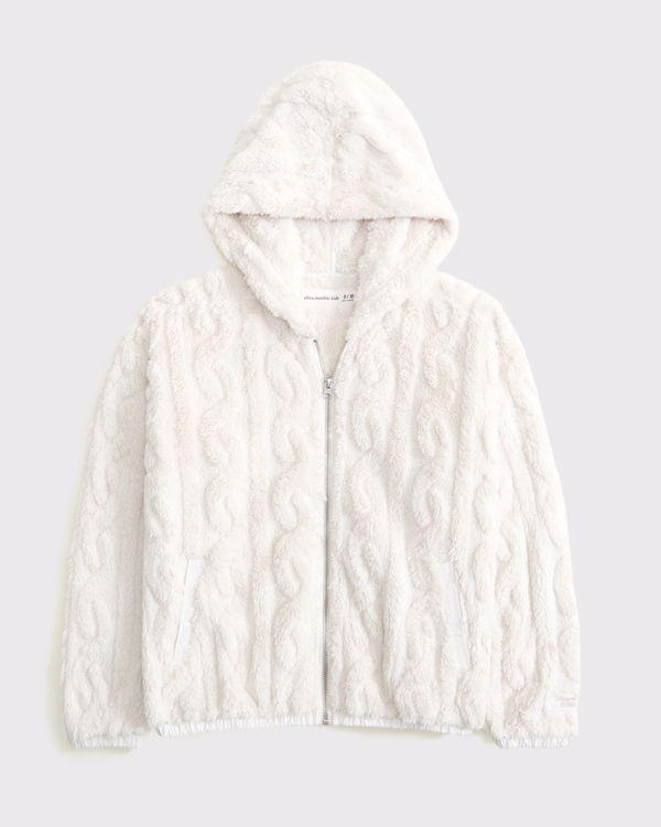 sherpa full-zip hoodie, Cream view 1