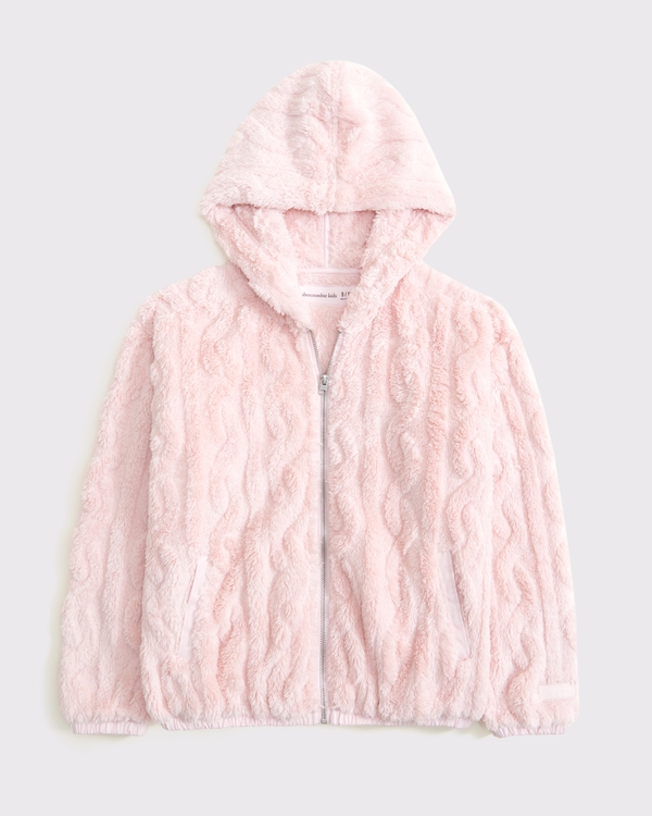 sherpa full-zip hoodie, Light Pink view 1
