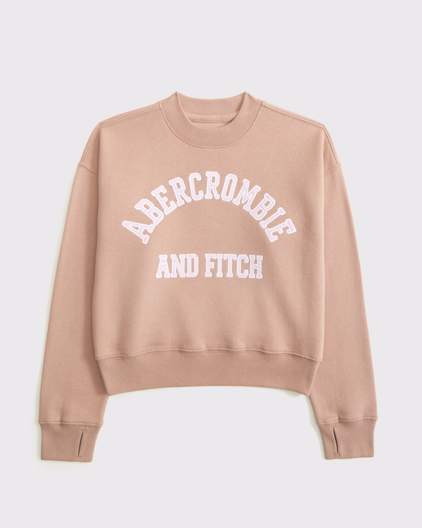 logo crew sweatshirt, Warm Taupe view 2
