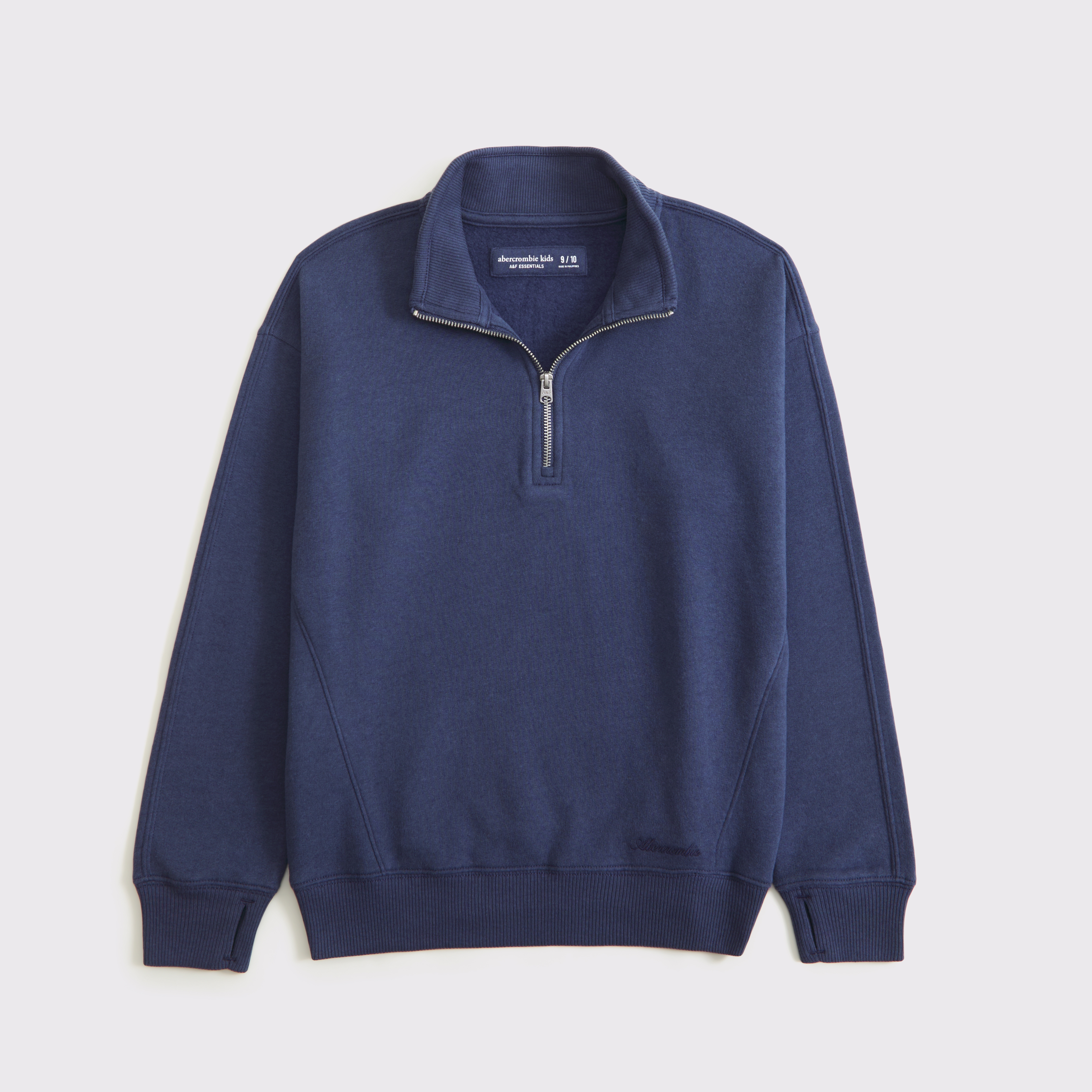 Abercrombie & Fitch Kids' Essential Quarter-zip Sweatshirt In Blue