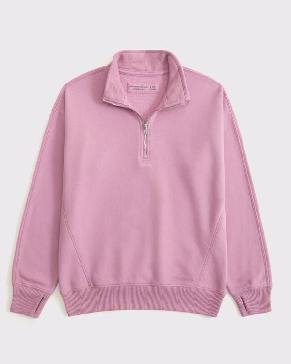 essential quarter-zip sweatshirt, Light Mauve view 1