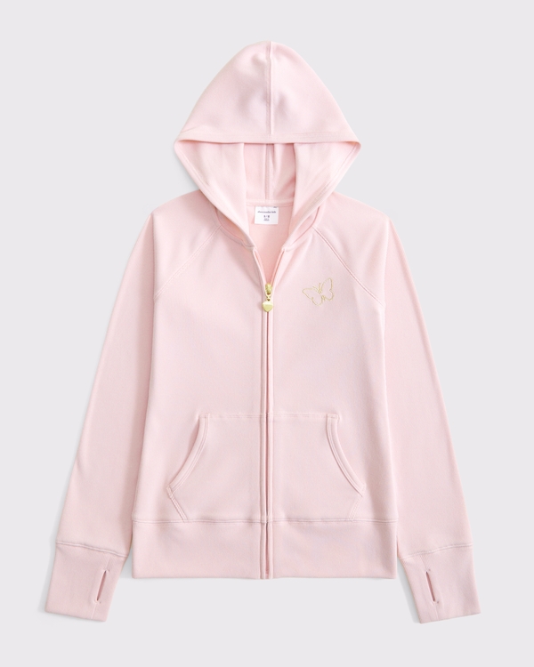 slim full-zip hoodie, Light Pink view 1