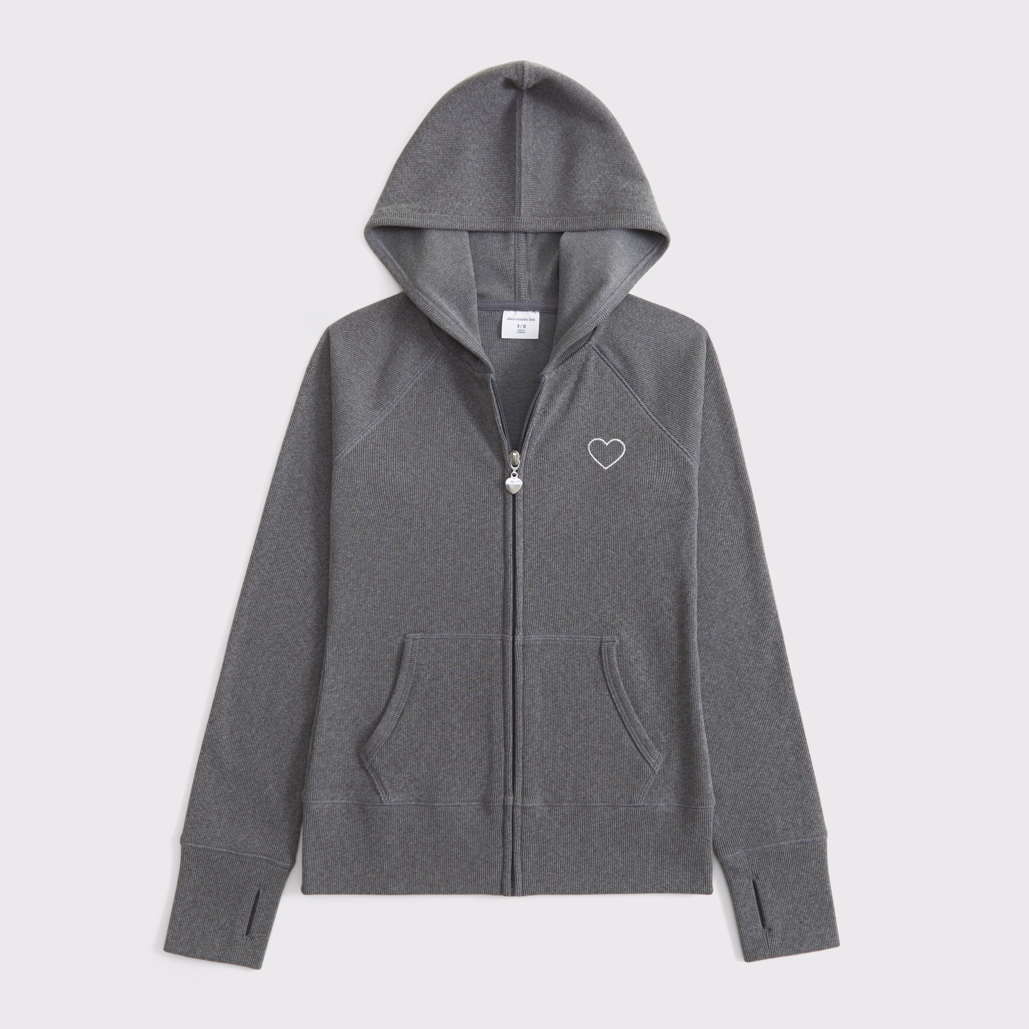Abercrombie & Fitch Kids' Slim Full-zip Hoodie In Gray